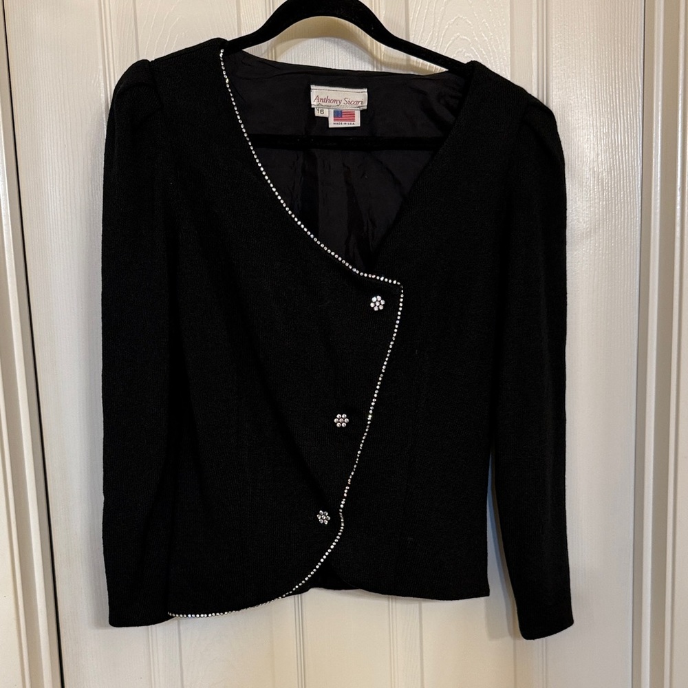 Black Women's Cardigan with Pearl Accents
